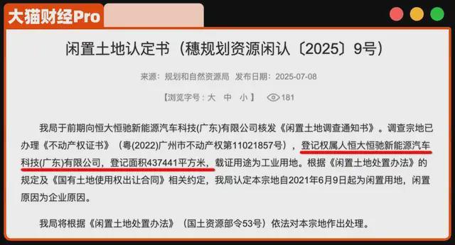 44万㎡土地被回收！恒大汽车谁会接盘？